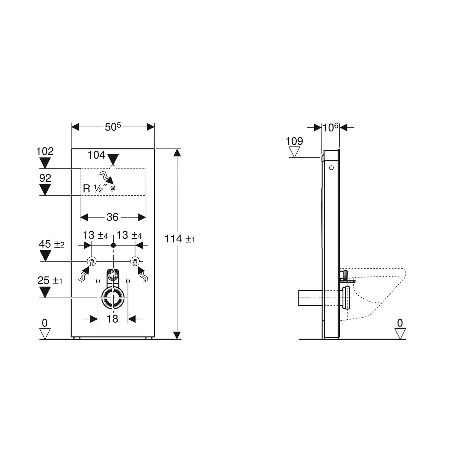 Geberit Monolith Sanitärmodul für Wand-WC 114 cm mit Anschlussstutzen, Wasseranschluss hinten mittig Bild 5