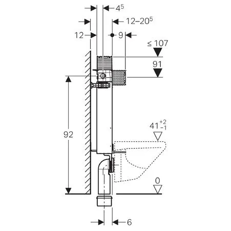 Geberit Kombifix Element für Wand-WC, 98 cm, mit Omega UP-Spülkasten 12 cm, tiefenverstellbar, für Betätigung von oben oder von vorne Bild 4
