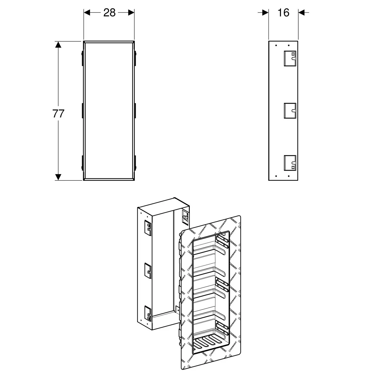 Geberit GIS Element für Nischenablagebox mit Einlegeböden Bild 2