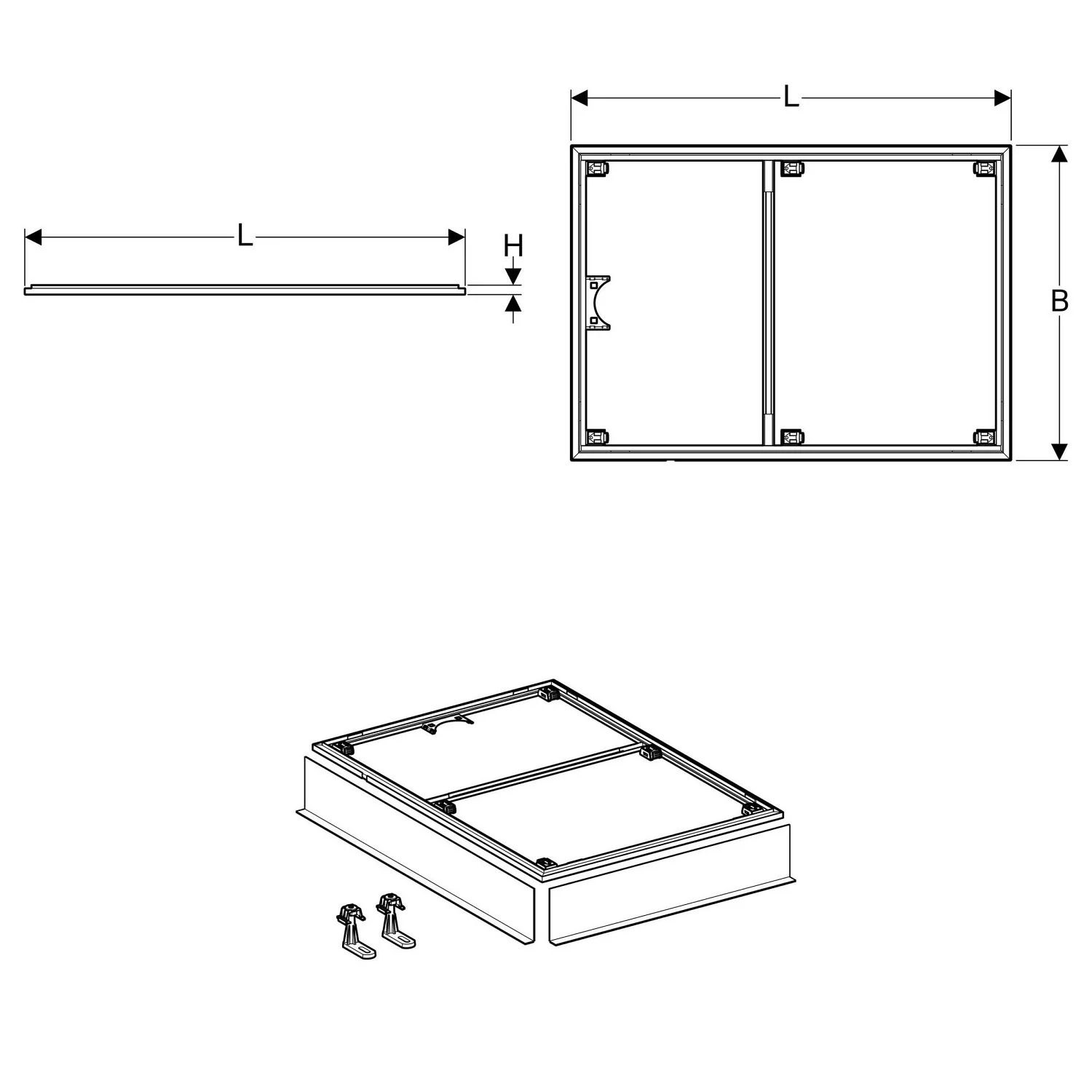 Geberit Installationsrahmen für Setaplano Duschwanne 120 x 120 cm, für 6 Füße Bild 2