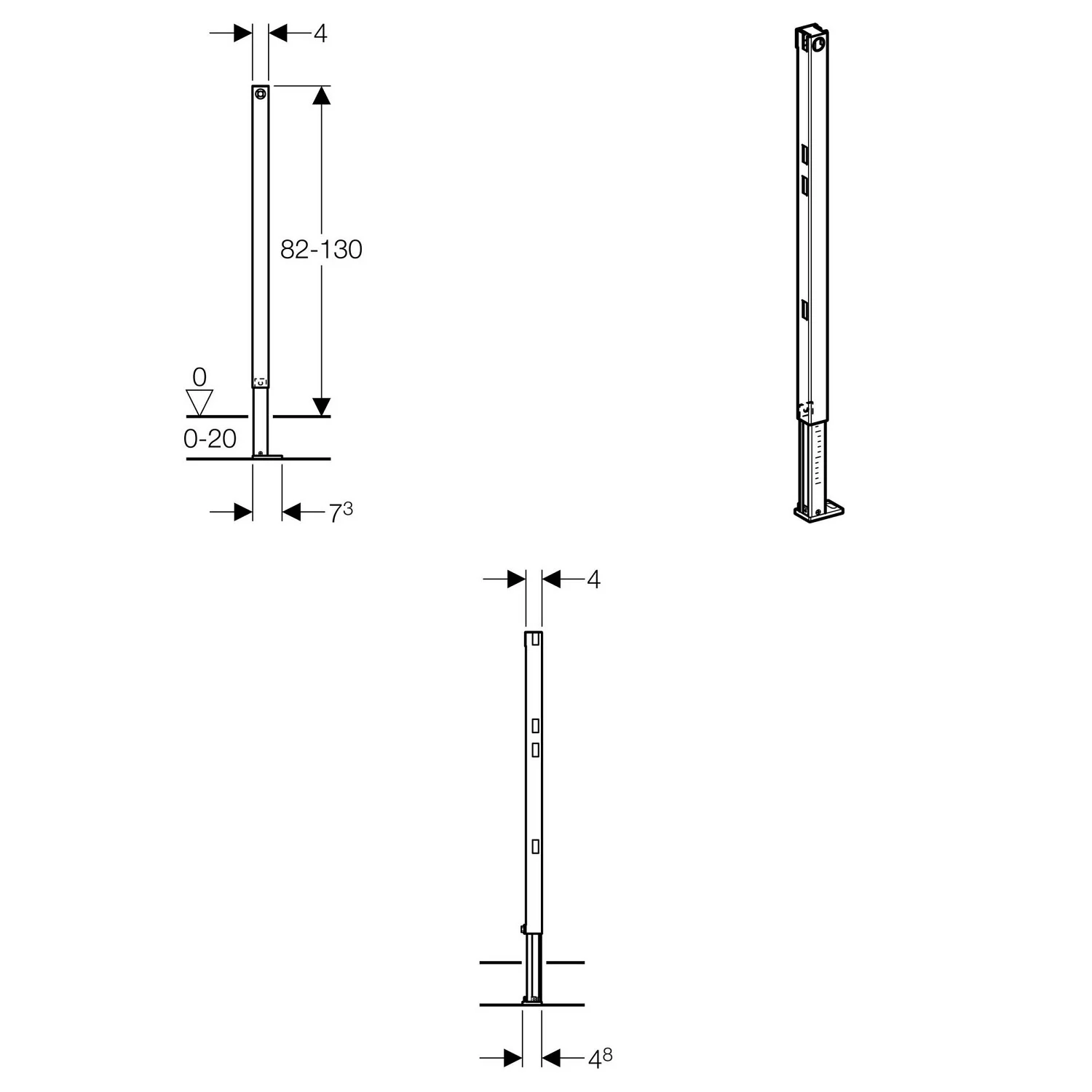 Geberit Duofix Ständer teilhoch 82-130 cm Bild 2