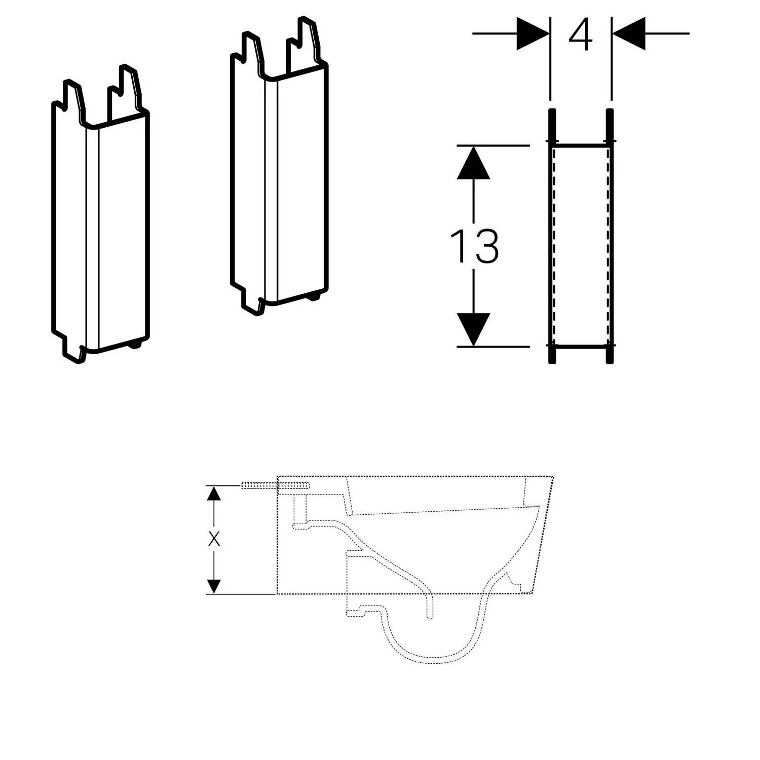Geberit Abstützungsset für WC-Keramiken mit kleiner Auflagefläche Bild 2