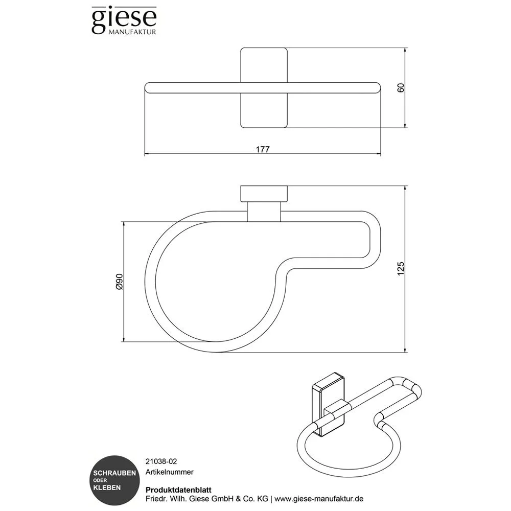 Rysunek techniczny uchwytu na suszarkę, Giese