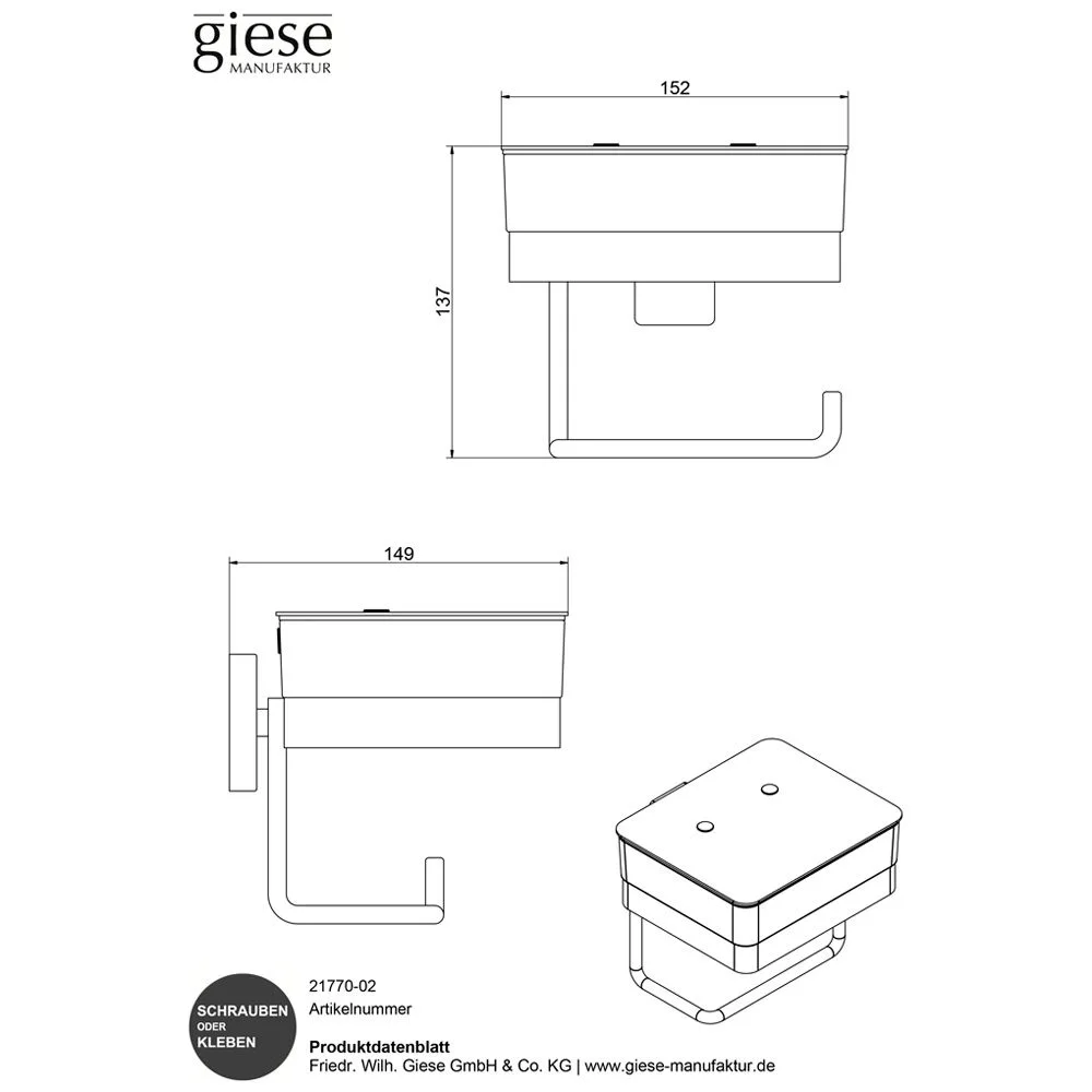 Rysunek techniczny uchwytu WC duo, Giese