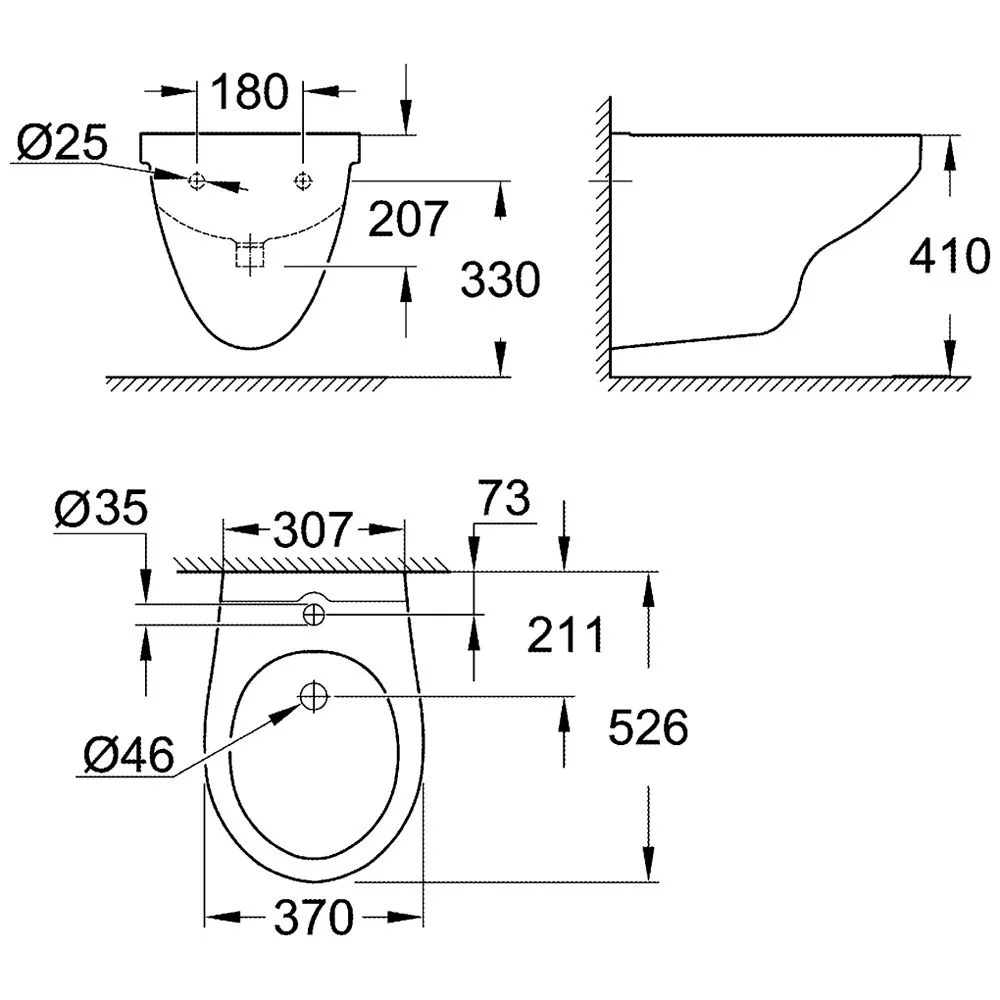 GROHE Bau Keramik Wandbidet Bild 3