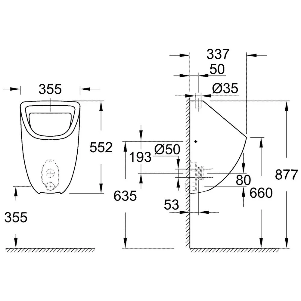 GROHE Bau Keramik Urinal mit Zulauf von oben Bild 2