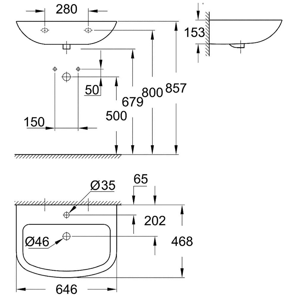 GROHE Bau Keramik Waschtisch 65 cm Bild 3