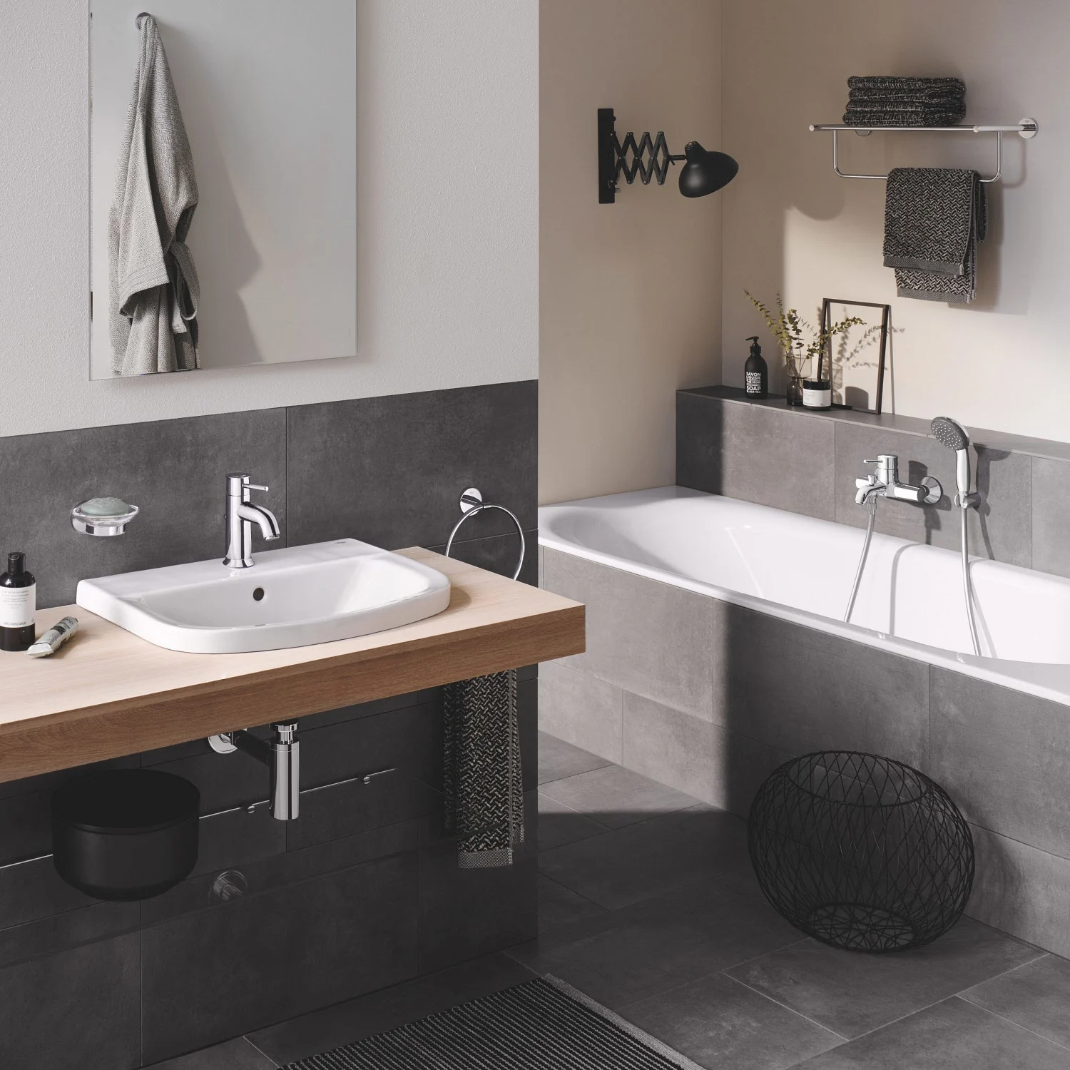 Łazienka z umywalką i wanną, Grohe