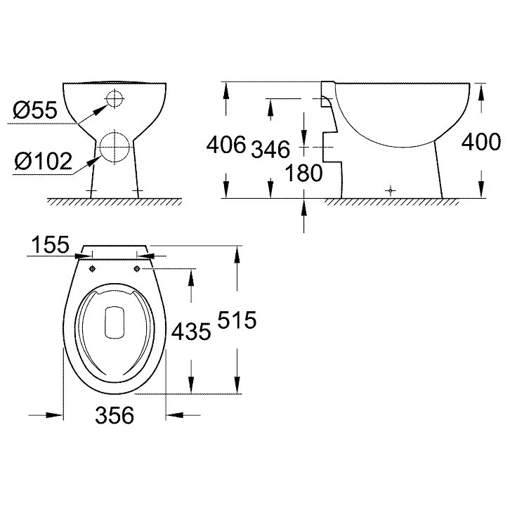 GROHE Bau Keramik Stand-Tiefspül-WC spülrandlos Bild 3