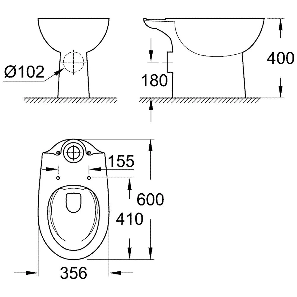 GROHE Bau Keramik Stand-Tiefspül-WC spülrandlos für WC-Kombination Bild 2