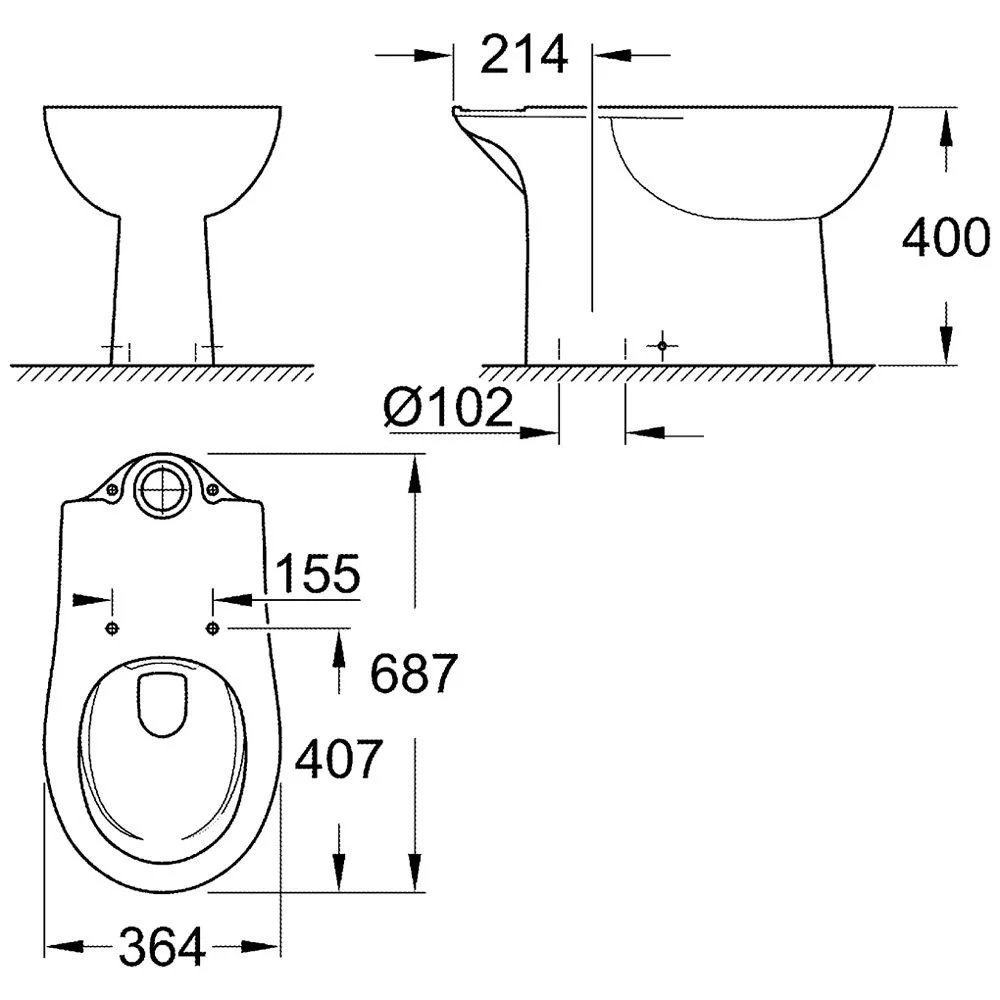 GROHE Bau Keramik Stand-Tiefspül-WC spülrandlos für WC-Kombination Bild 2