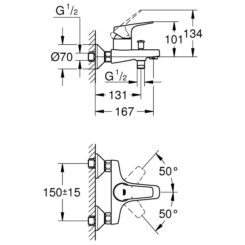 GROHE BauFlow Einhand-Wannenbatterie Bild 2