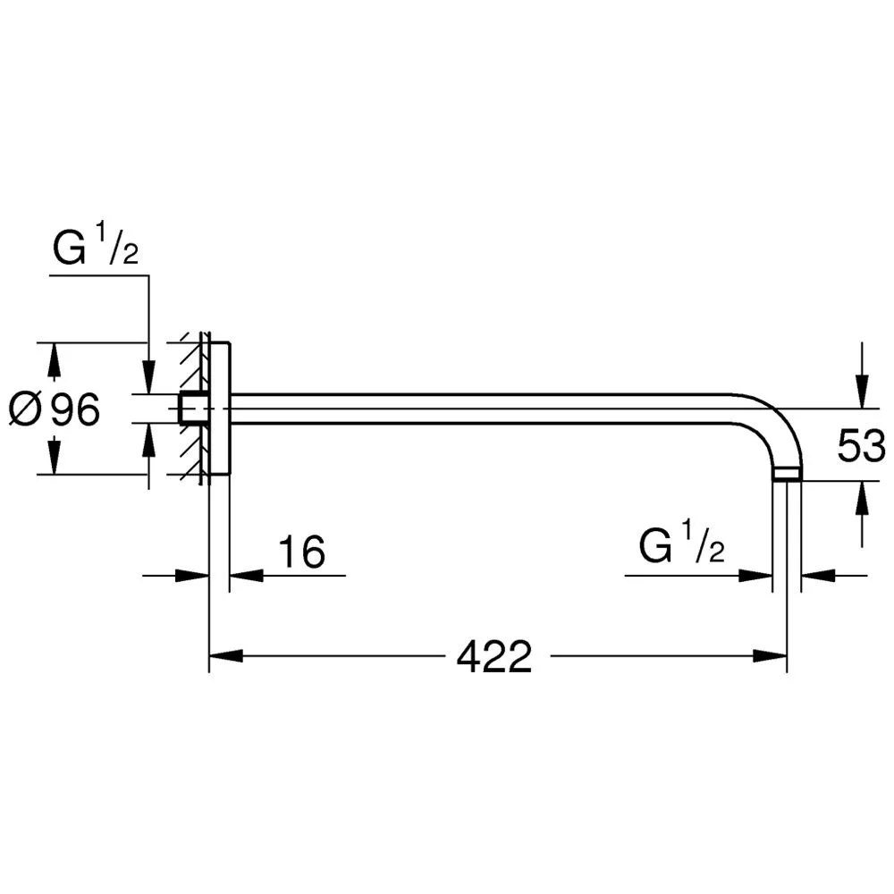 GROHE Rainshower Brausearm 42,2 cm mit runder Rosette Bild 2