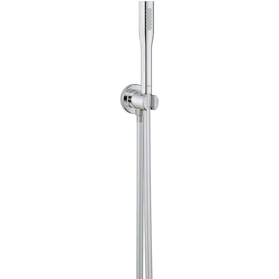 Chromowany zestaw prysznicowy w widoku z przodu, Grohe