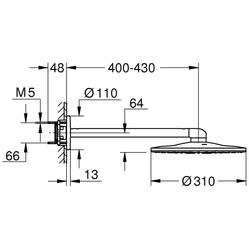 GROHE Rainshower SmartActive 310 Kopfbrauseset mit 2 Strahlarten und Wandanschluss Bild 2