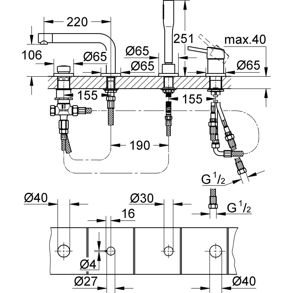 GROHE Concetto 4-Loch Einhand-Wannenkombination Bild 2