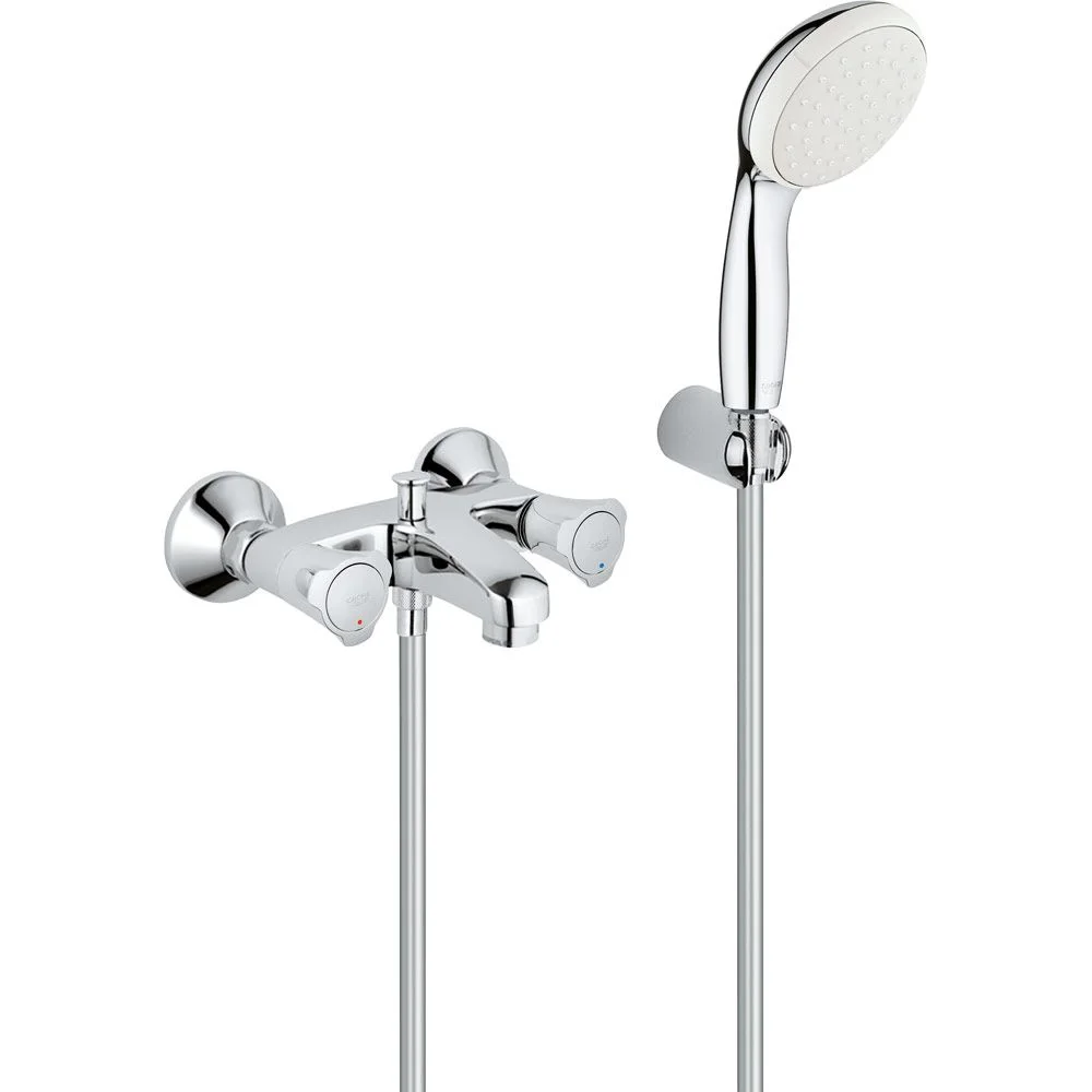 Chromowana bateria wannowa z zestawem prysznicowym, Grohe