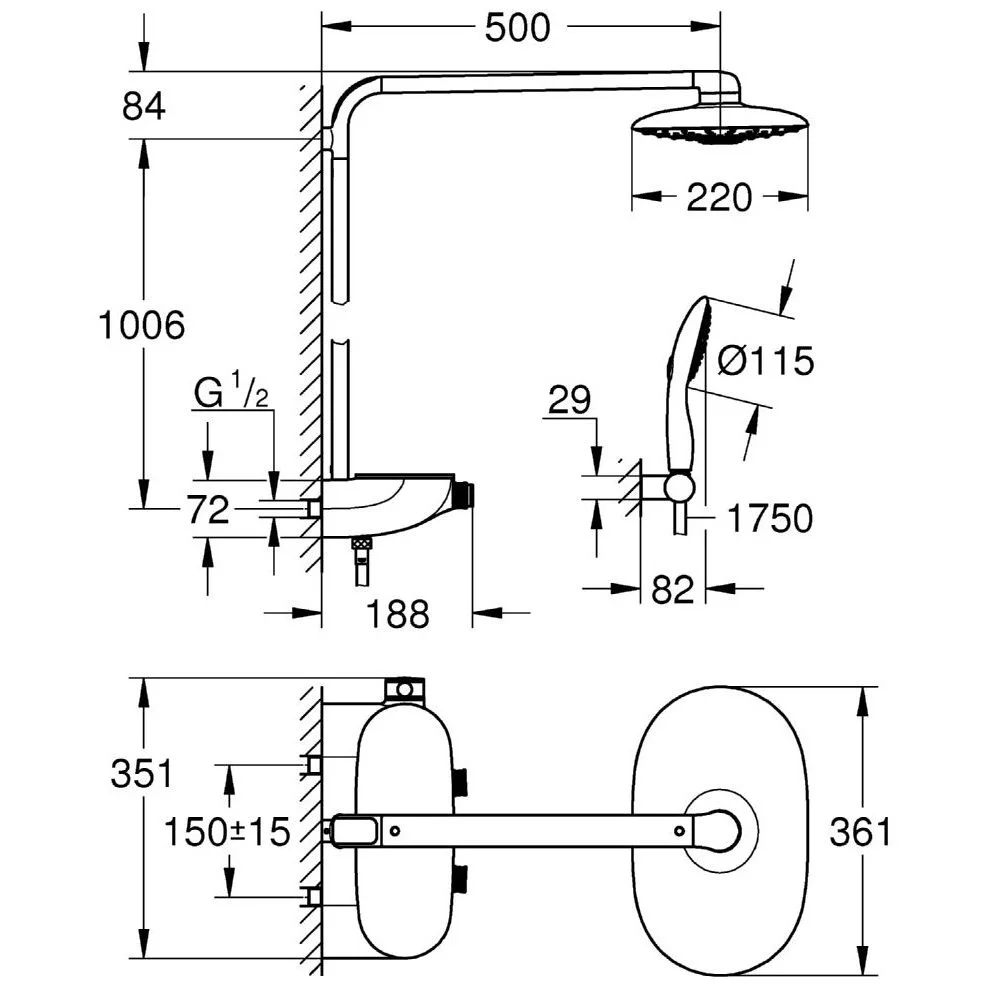 GROHE Rainshower Duschsystem SmartControl 360 Duo mit Thermostatbatterie Bild 5