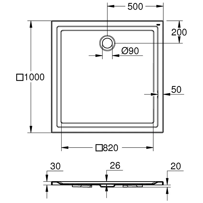 GROHE Universal Duschwanne 100 x 100 cm Bild 3