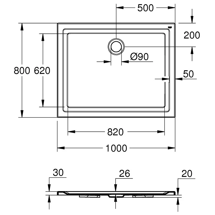 GROHE Universal Duschwanne 80 x 100 cm Bild 3