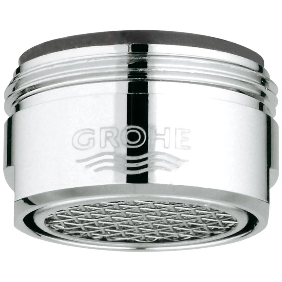 Regulator przepływu chromowany w widoku z przodu, Grohe