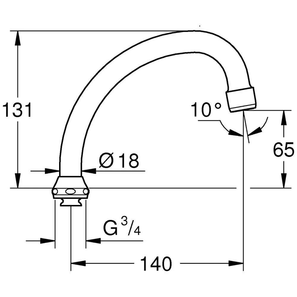 Rysunek techniczny wylewki rurowej, Grohe