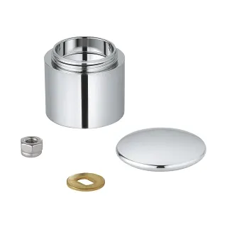 Chromowany cylinder z akcesoriami w widoku z przodu, Grohe