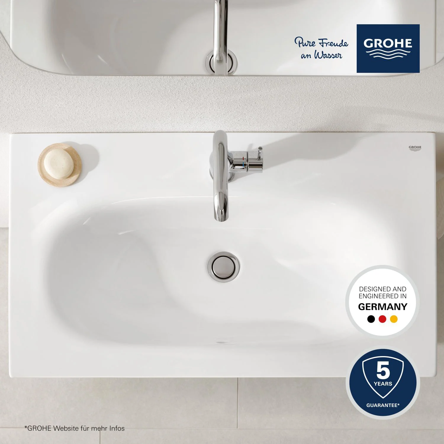 GROHE Essence Möbelwaschtisch 100 cm, mit 1 Hahnloch, mit Überlauf Bild 5