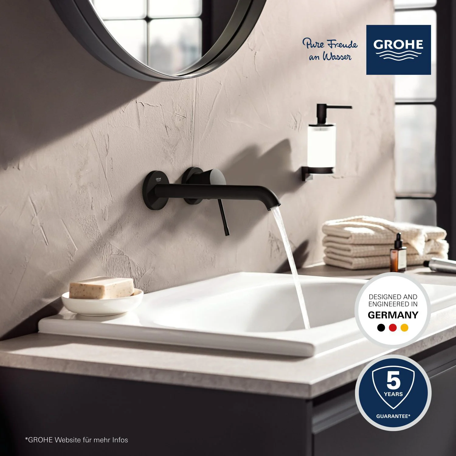 GROHE Essence Möbelwaschtisch 80 cm, mit 1 Hahnloch, mit Überlauf Bild 3