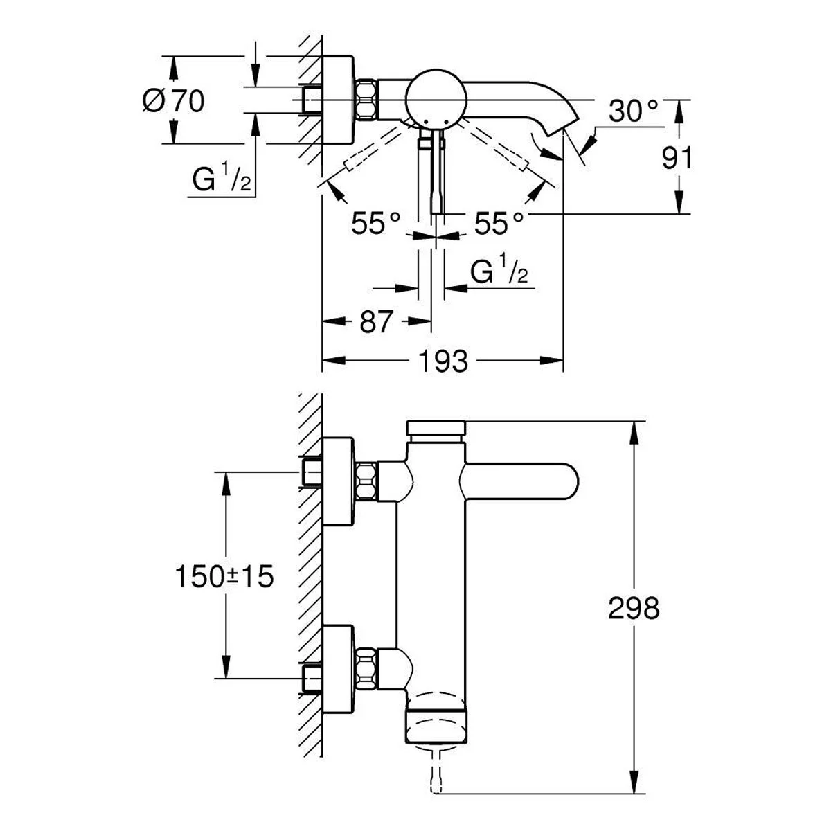 GROHE Essence New Einhand Wannebatterie Aufputz Bild 2
