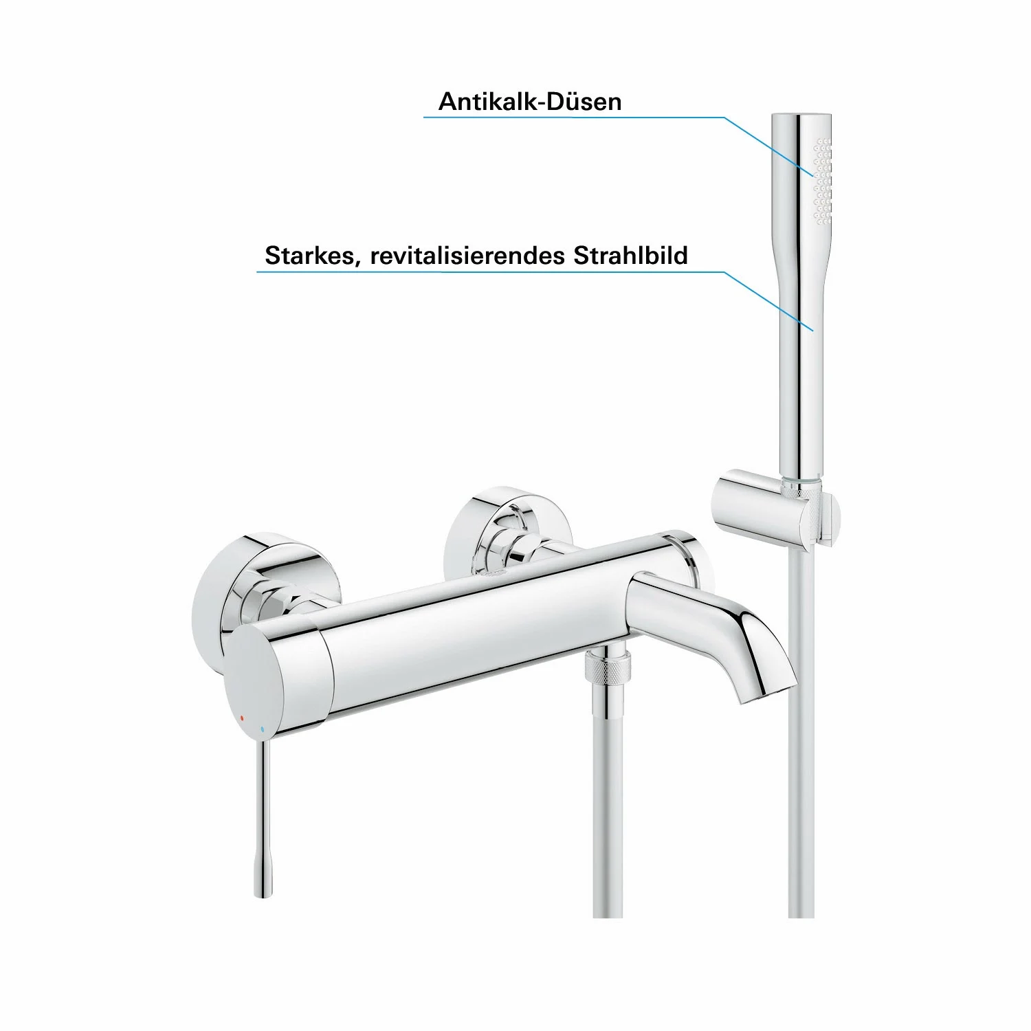 GROHE Essence New Einhand-Wannenbatterie mit Brausegarnitur Bild 6