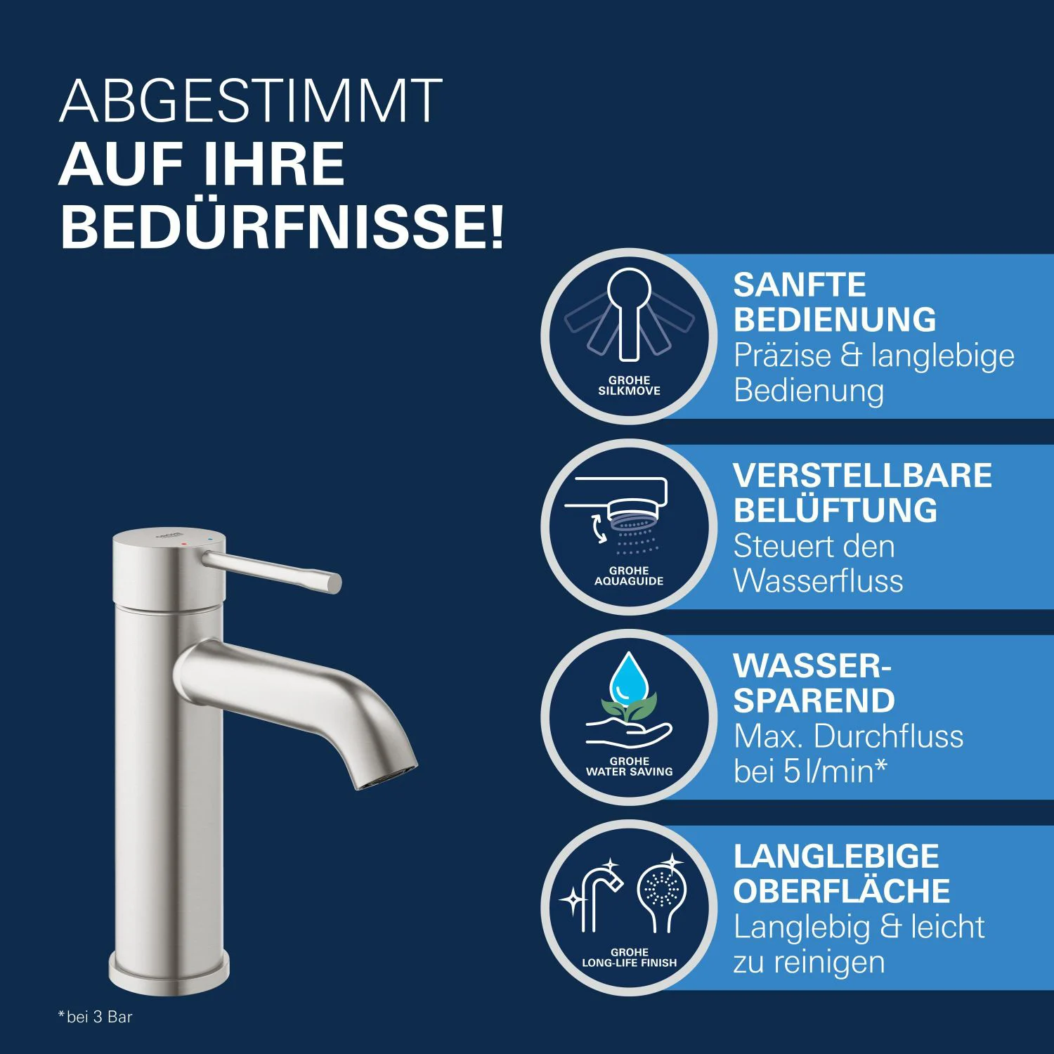GROHE Essence New Einhand-Waschtischbatterie S-Size ohne Ablaufgarnitur Bild 6