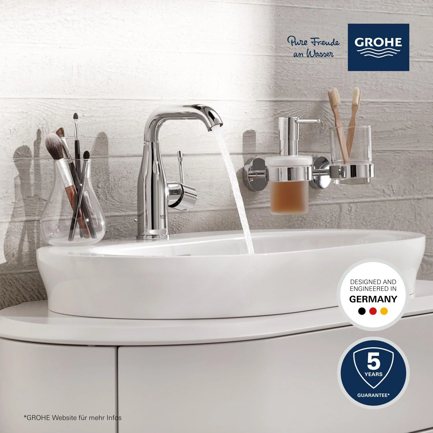 Bateria umywalkowa Grohe w łazience, Grohe