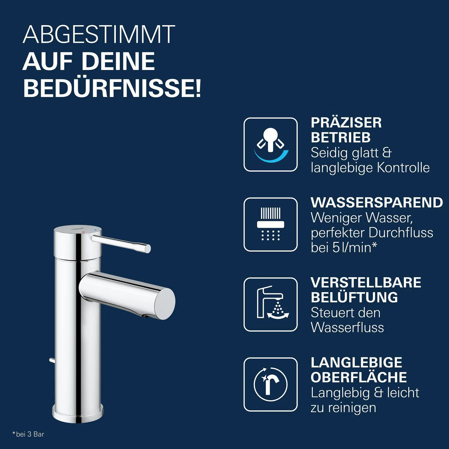 GROHE Essence New Einhand Waschtischbatterie S-Size mit Ablaufgarnitur Bild 10