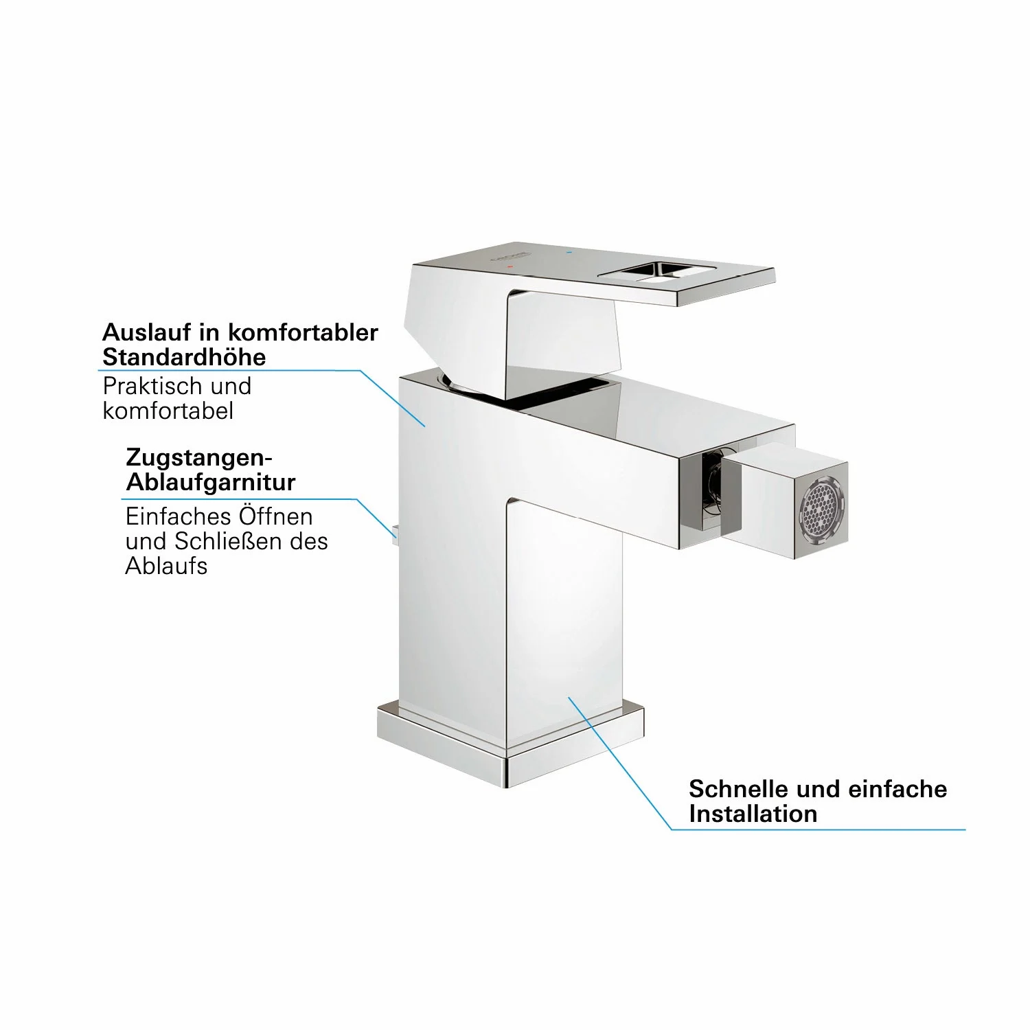GROHE Eurocube Einhand-Bidetbatterie, DN15 Bild 3