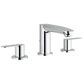 Chromowana bateria 3-otworowa w widoku z przodu, Grohe
