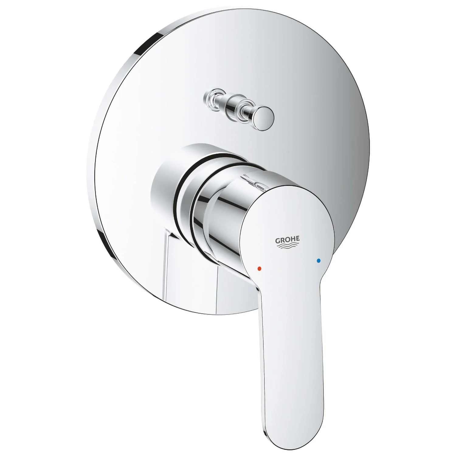 Chromowana bateria wannowa z widokiem z boku, Grohe