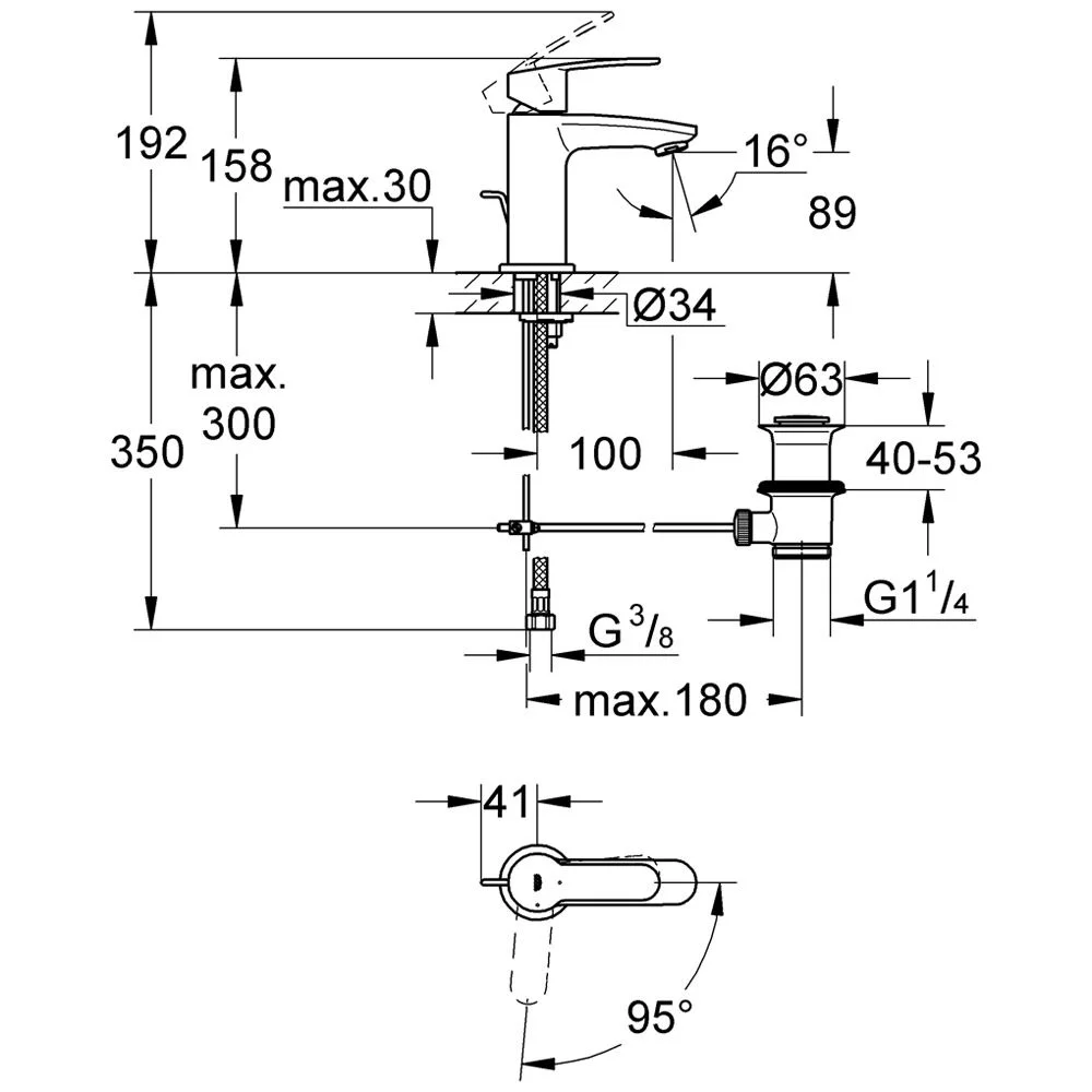 GROHE Eurostyle C Einhand-Waschtischbatterie mit Ablaufgarnitur Bild 2