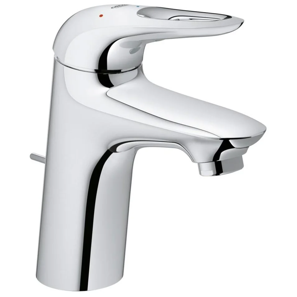 Chromowana bateria umywalkowa z widokiem z boku, Grohe