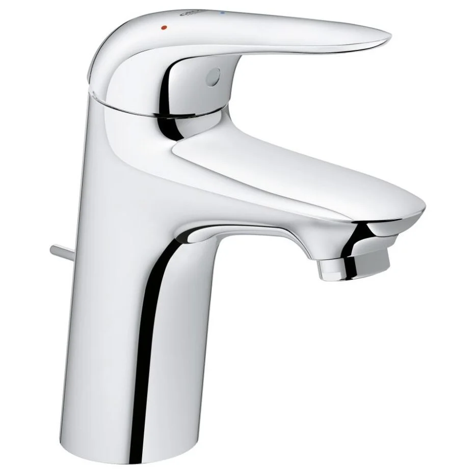 Chromowana bateria umywalkowa z widokiem z boku, Grohe