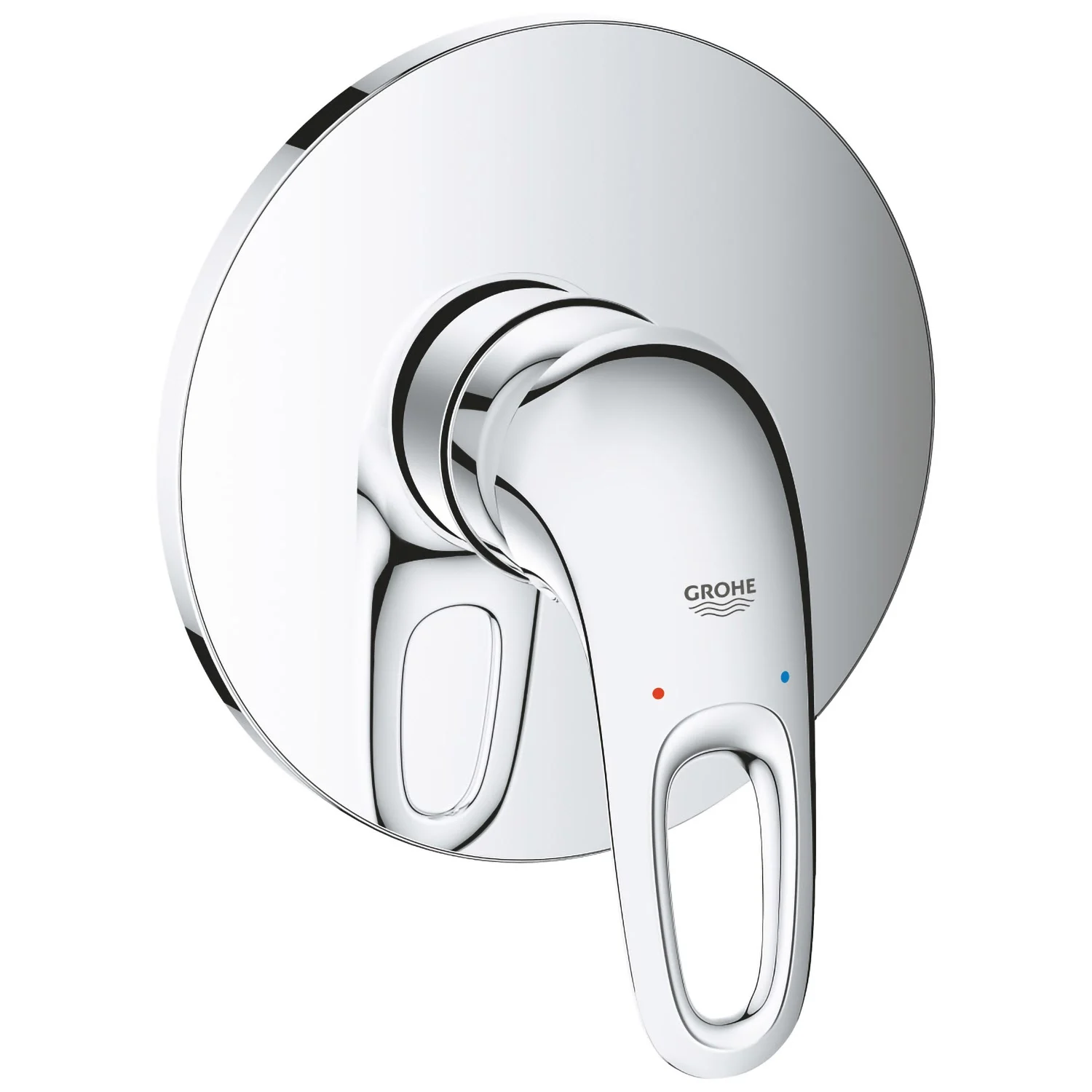 Chromowana bateria prysznicowa widok z przodu, Grohe