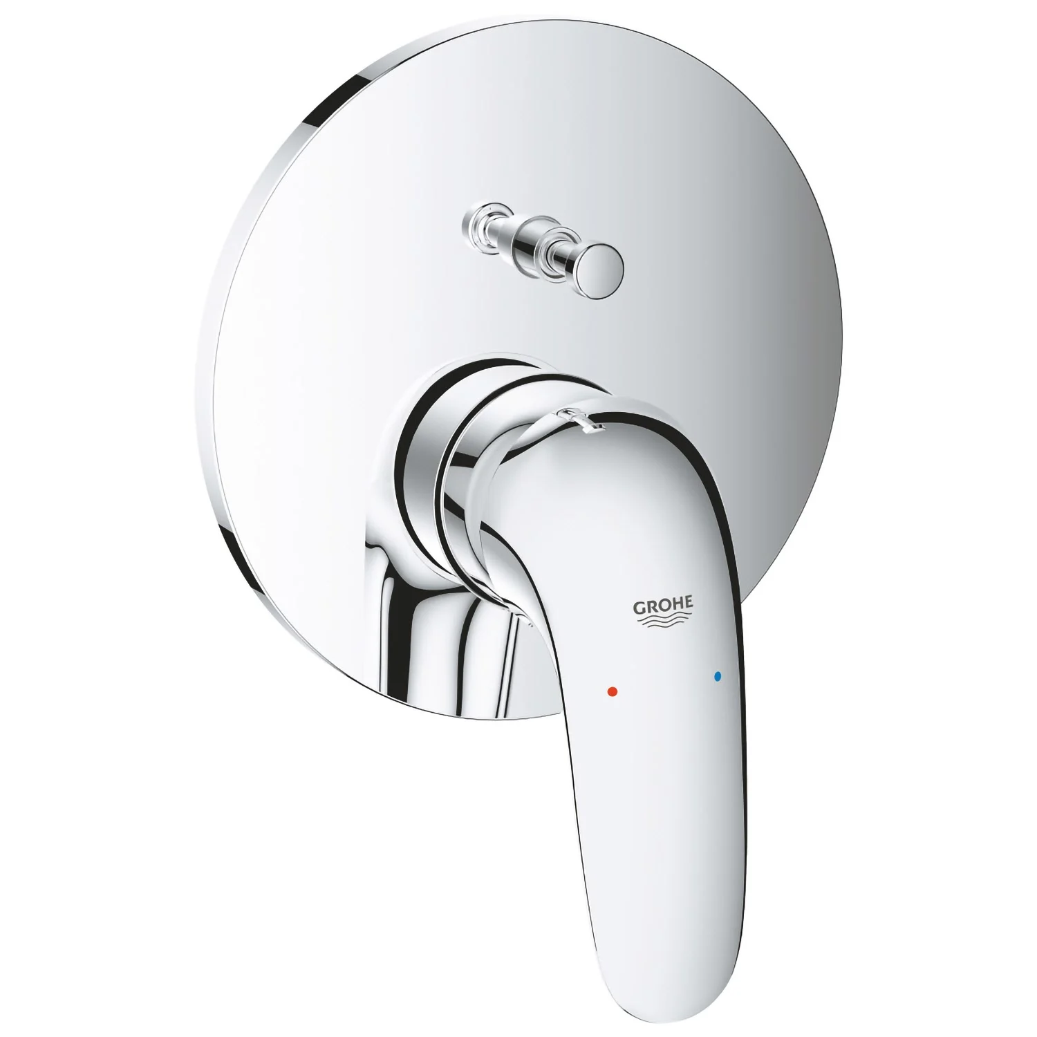 Chromowana bateria wannowa widok z przodu, Grohe