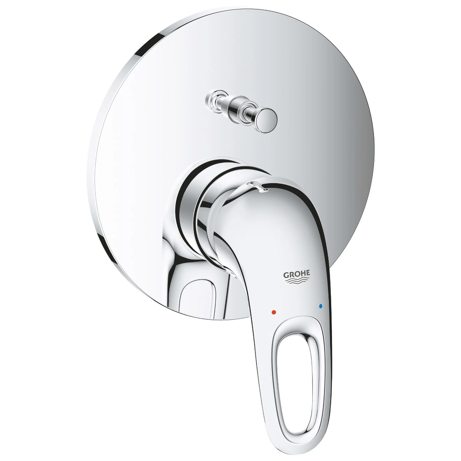 Chromowana bateria wannowa widok z przodu, Grohe