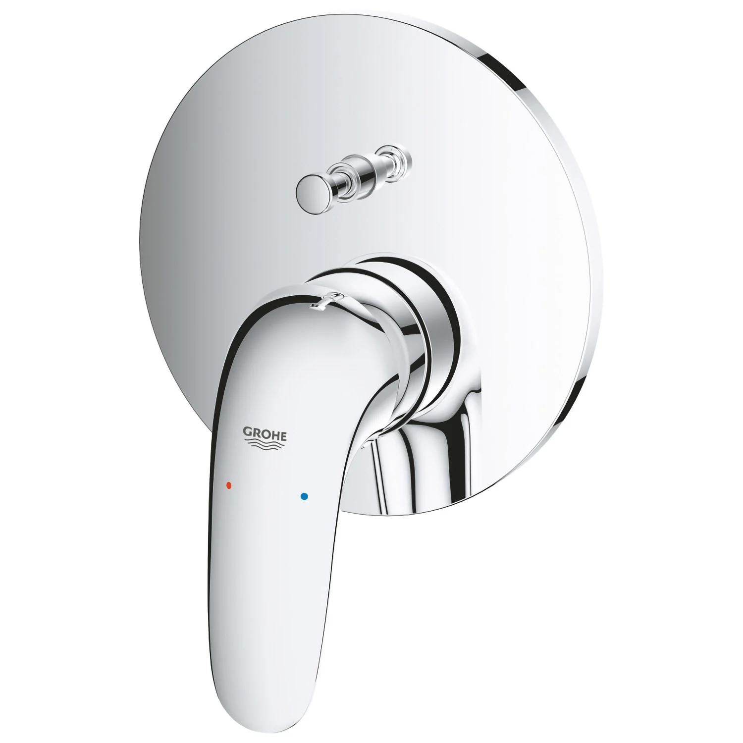 Chromowana bateria wannowa widok z przodu, Grohe