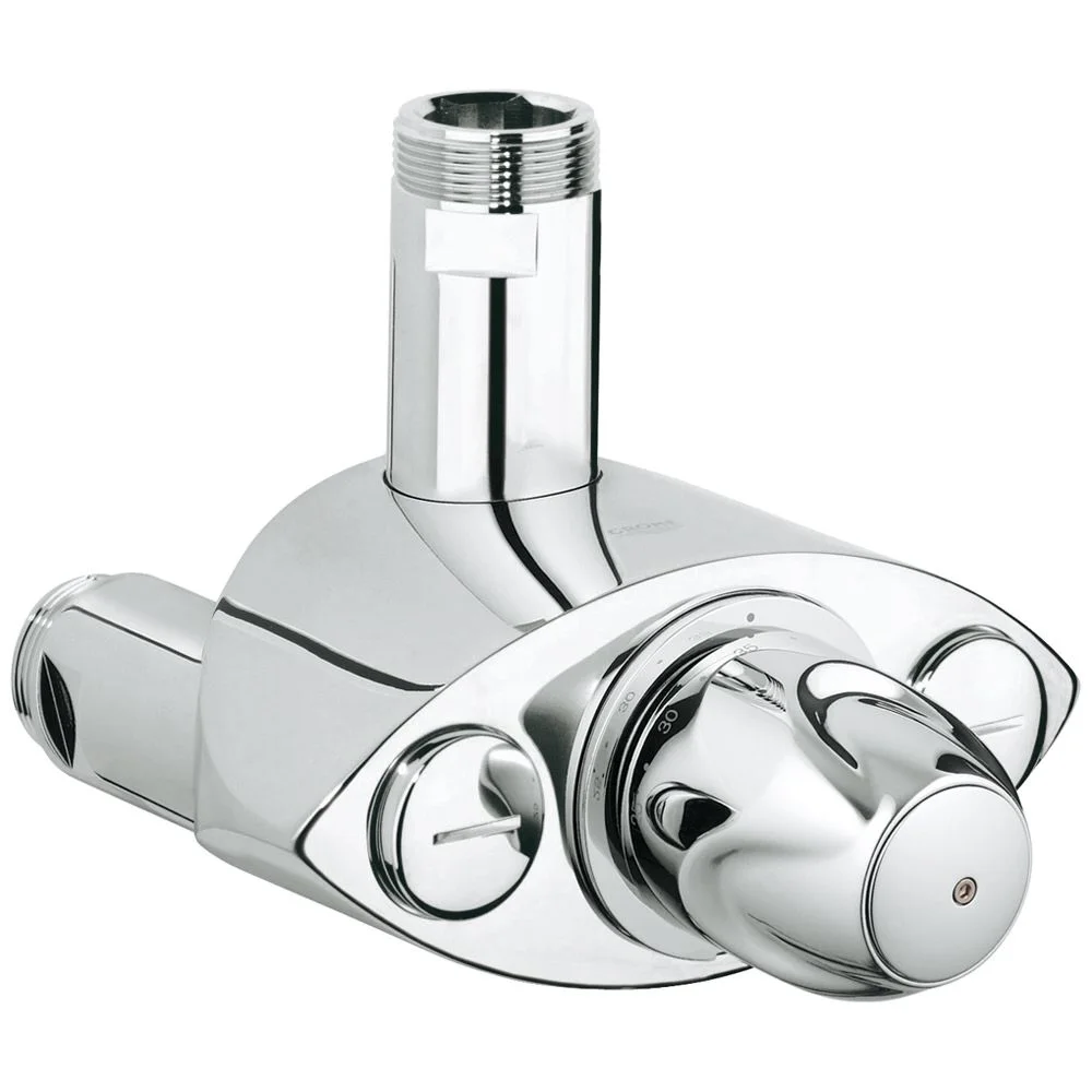 Chromowany termostat w widoku z przodu, Grohe