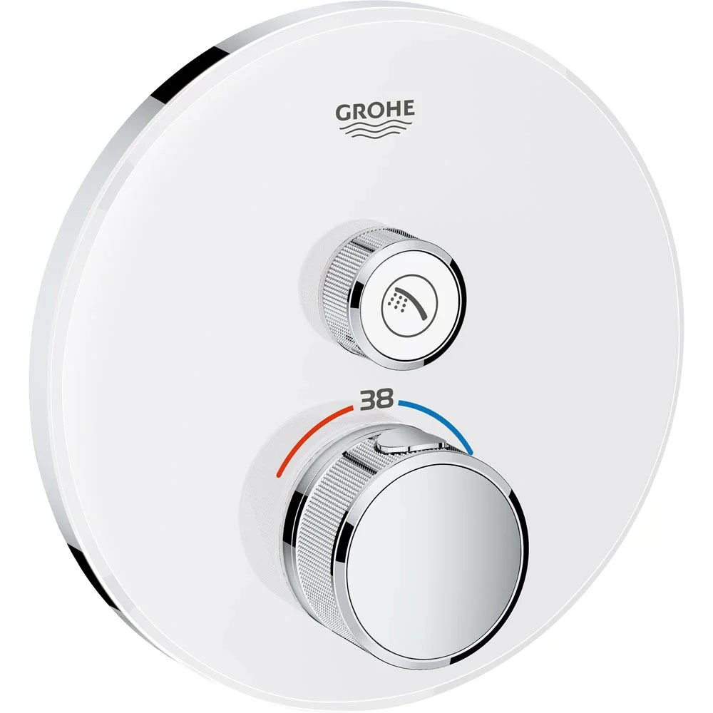 Okrągła bateria termostatyczna w widoku z przodu, Grohe