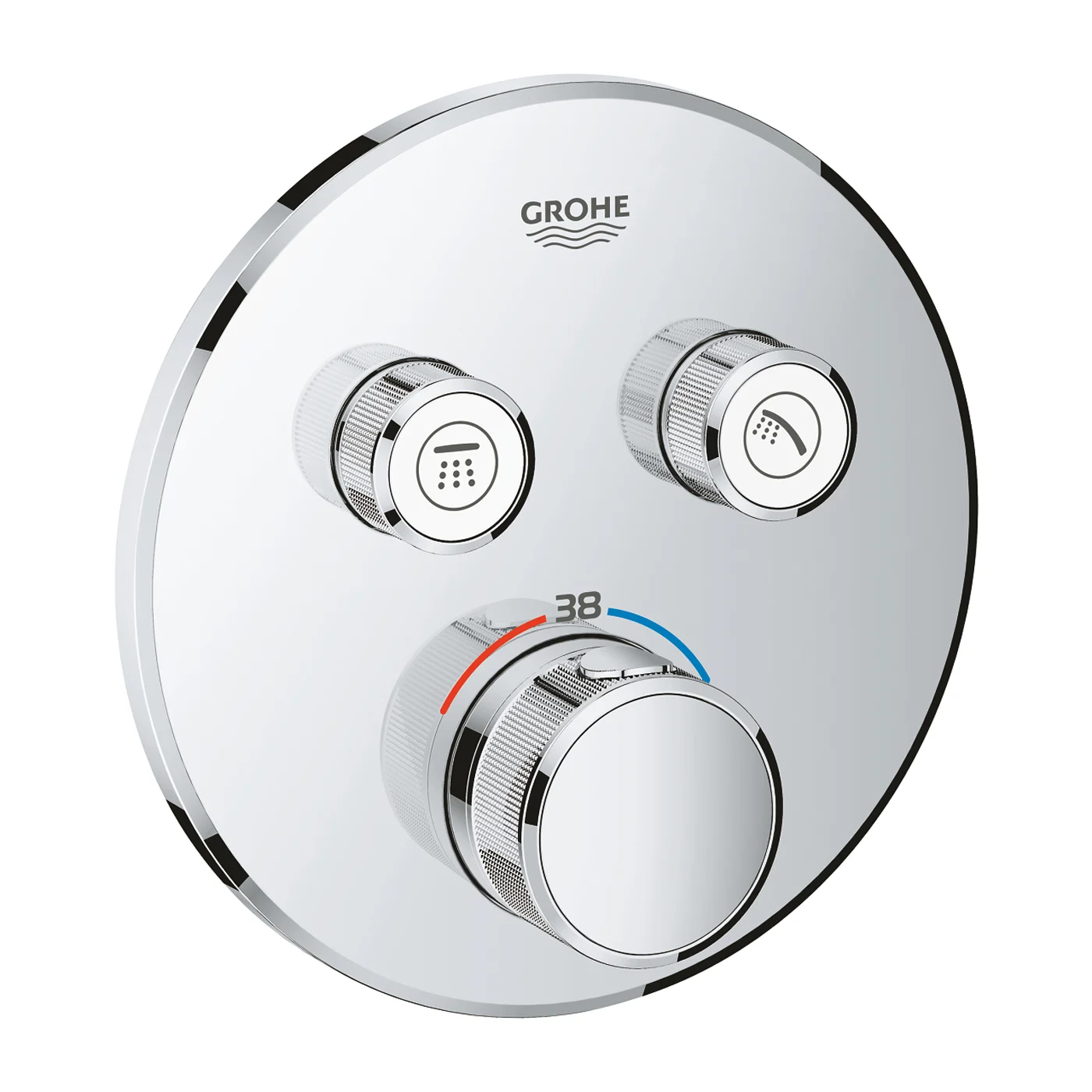 Sterowanie termostatem w chromie widok z przodu, Grohe