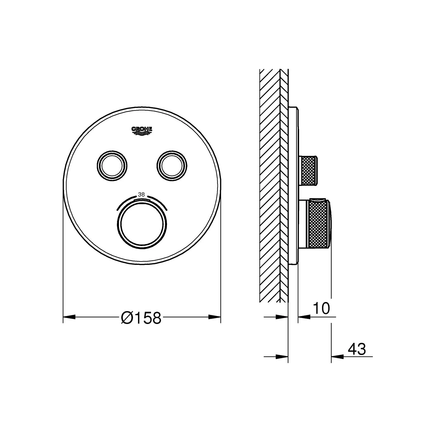 GROHE Grohtherm SmartControl Thermostat Fertigmontageset mit 2 Absperrventilen, runde Ausführung Bild 2