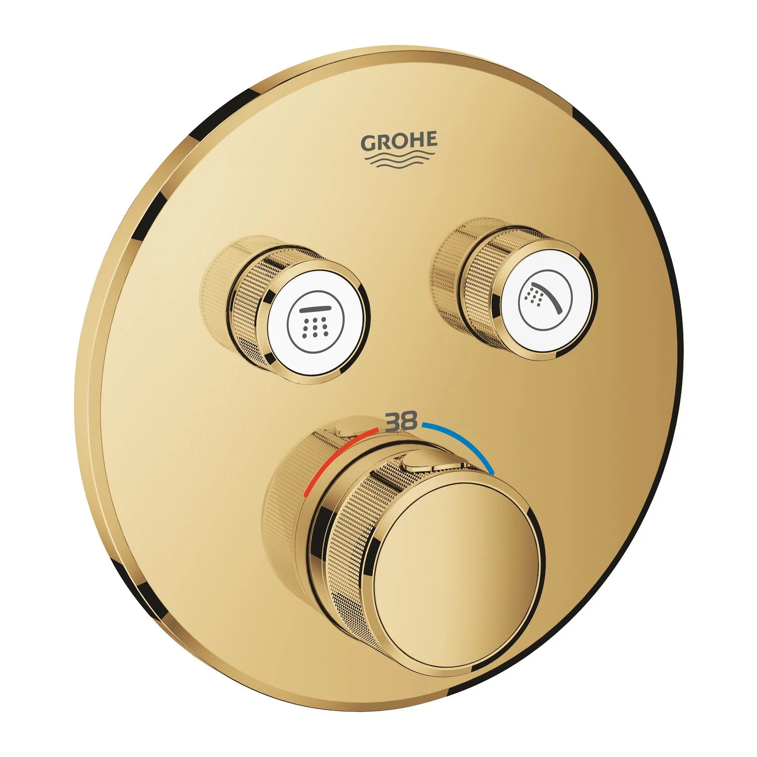 GROHE Grohtherm SmartControl Thermostat Fertigmontageset mit 2 Absperrventilen, runde Ausführung