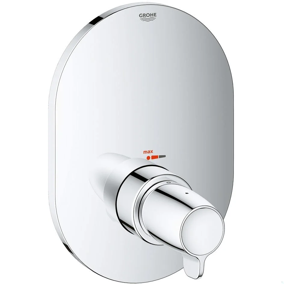 Chromowana bateria centralna w widoku z przodu, Grohe